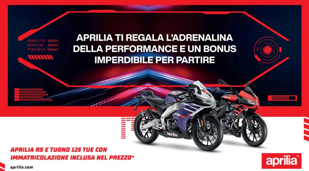 Gamma moto Aprilia 125cc tua con immatricolazione inclusa