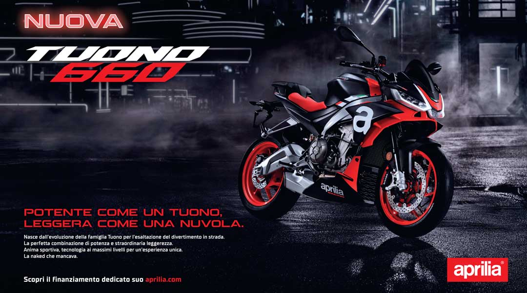 Aprilia Tuono 660 con piattaforma inerziale IMU compresa