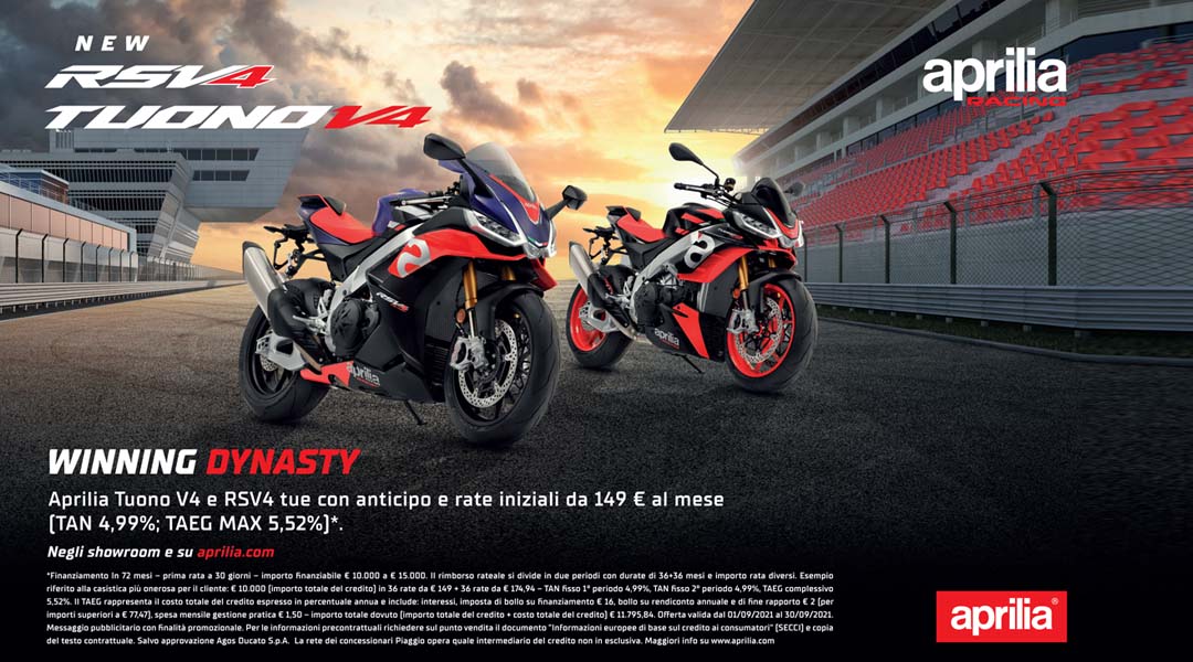 Gamma V4 Aprilia tua con piani finanziari dedicati, a dicembre da Mo.Vi